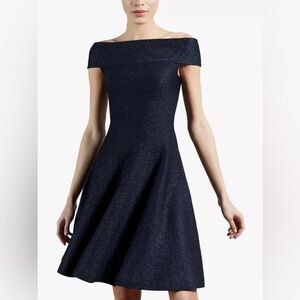 Ted Baker Knitted Bardot Skater Navy Dress